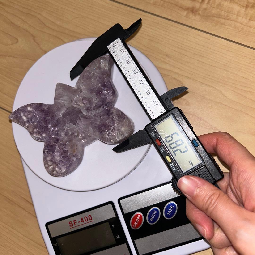 ハイグレード AAA商品 ピンクアメジスト 蝶々 天然石 結晶