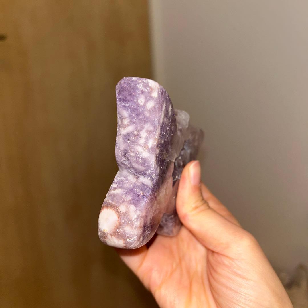 ハイグレード AAA商品 ピンクアメジスト 蝶々 天然石 結晶