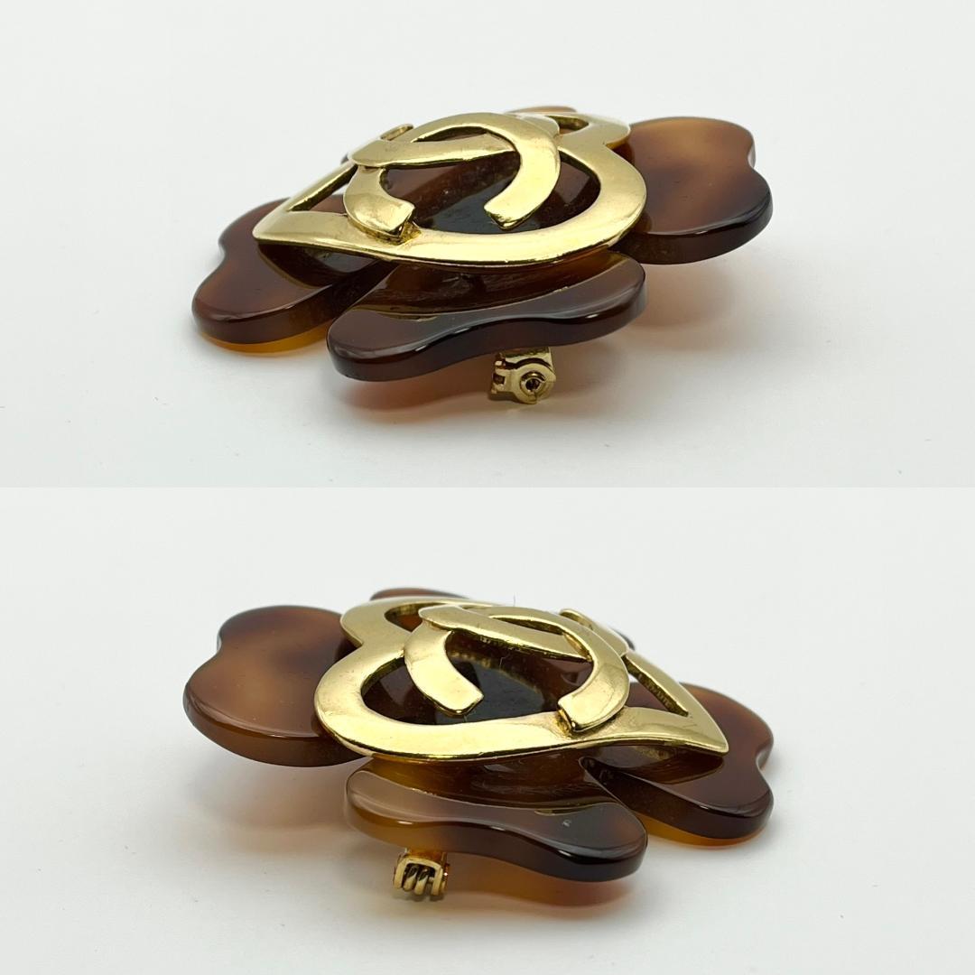 シャネル 95P ココマーク ハート べっ甲 フラワー GP ブローチ マーブル