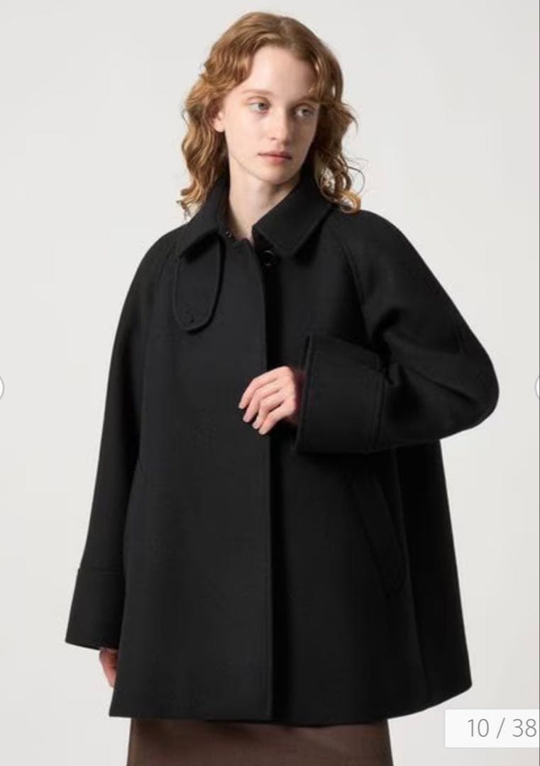 まぐ様)Steven Alanウール カシミヤ テント ショートコート黒