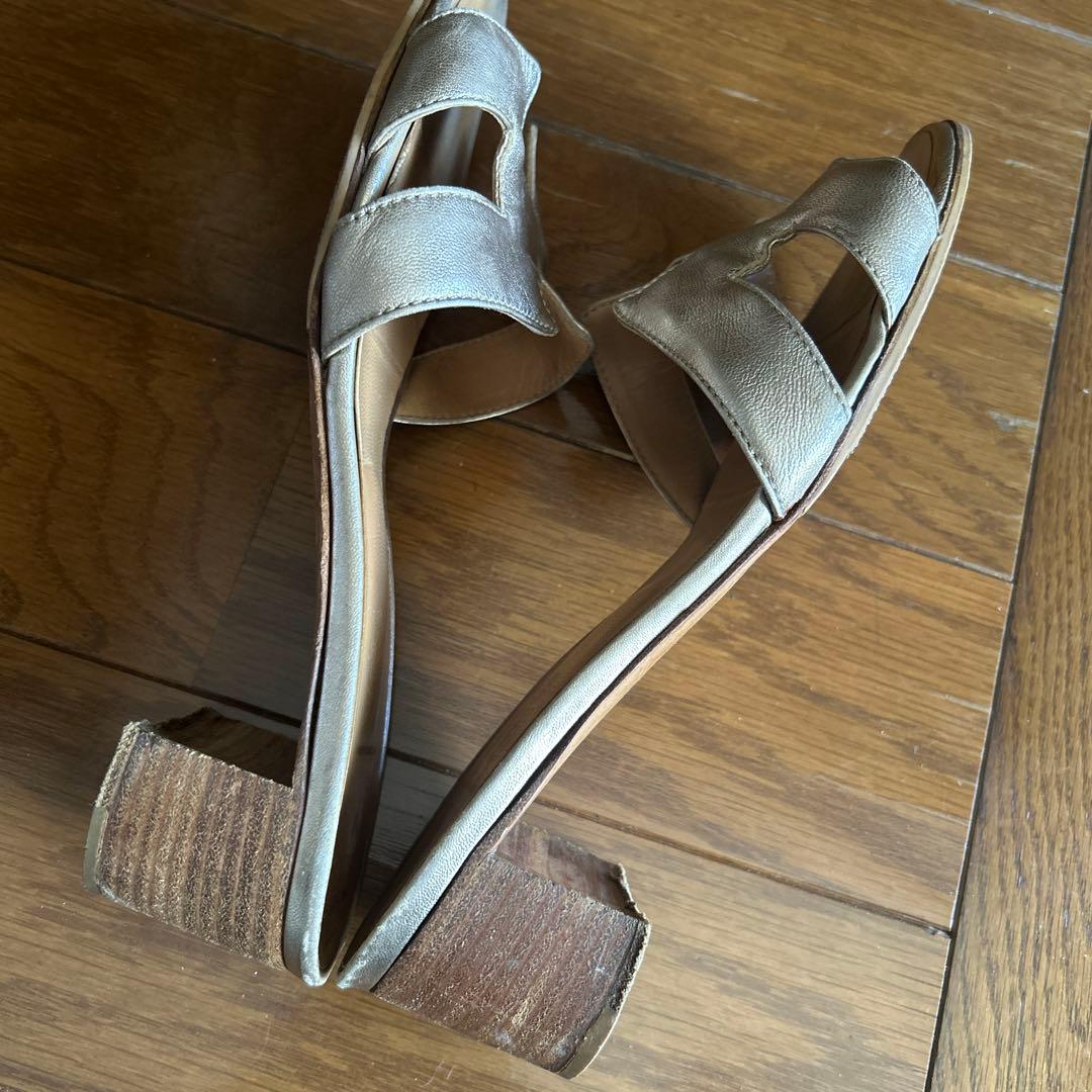 HERMES オアジス ゴールド サンダル 37