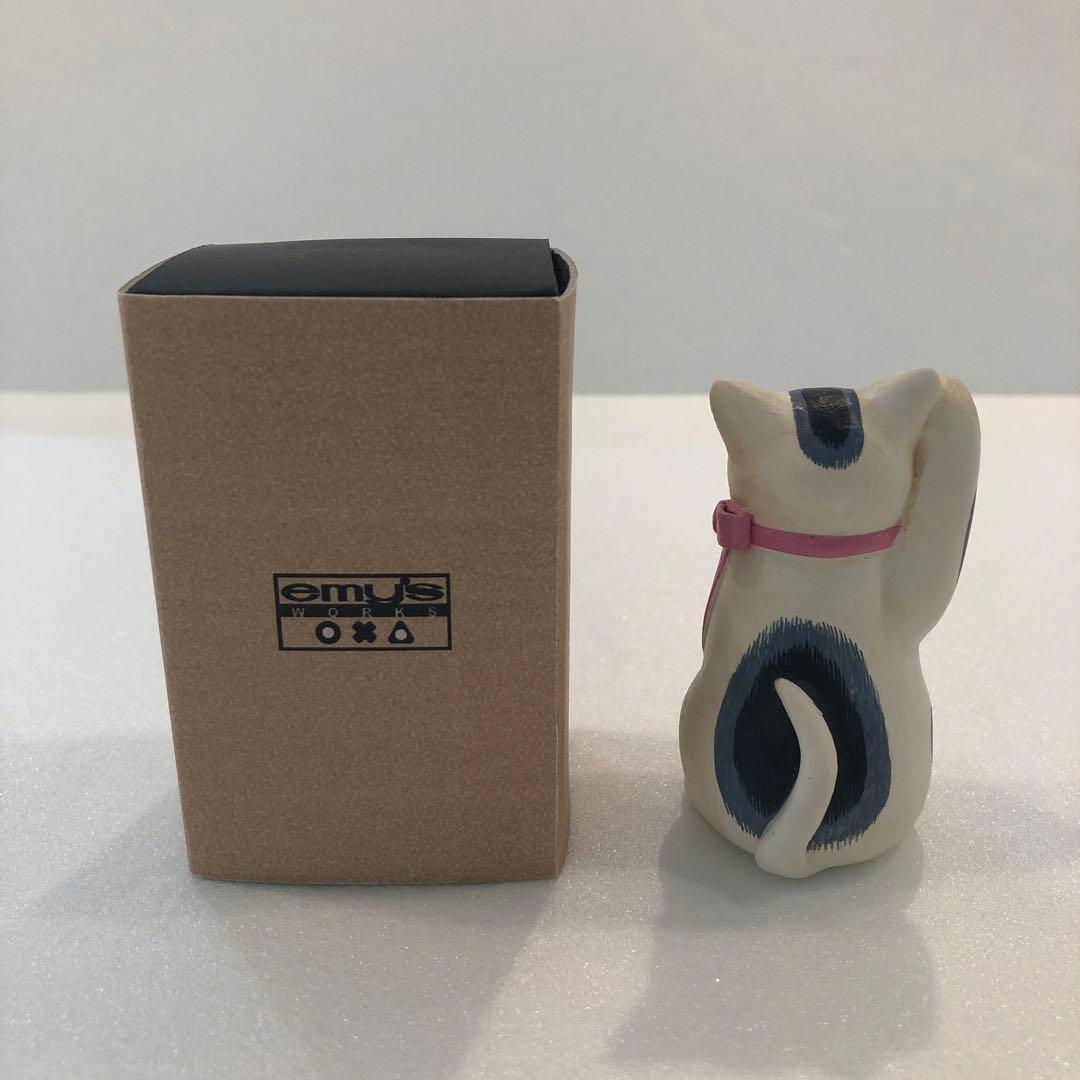 【新品】天野千恵美 招き猫 CATBOX 海猫堂 置物 リボン H7cm