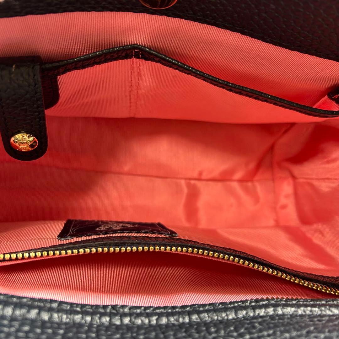 【✨美品✨】A.D.M.J ネイビー　 レザー ミニ ハンドバッグ