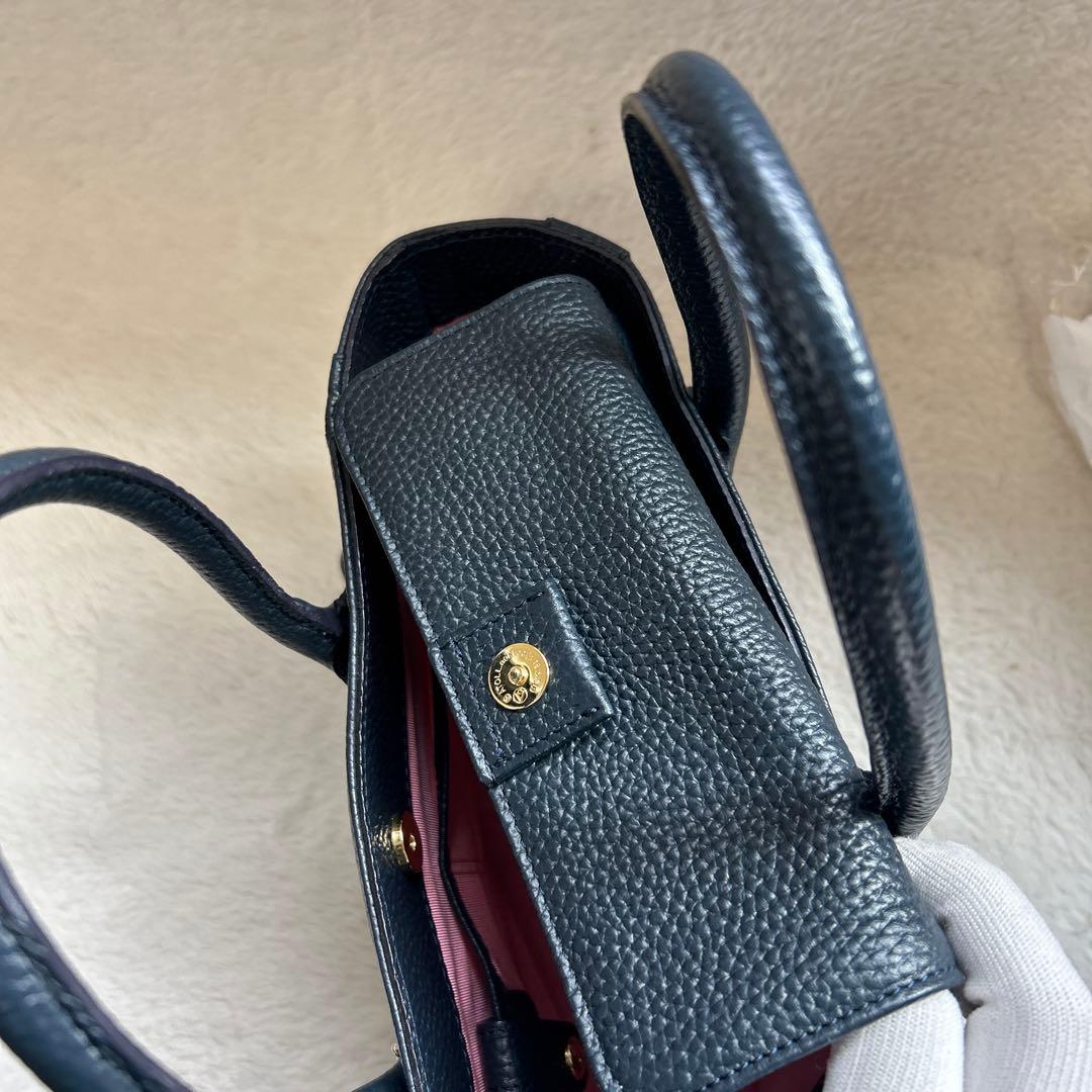 【✨美品✨】A.D.M.J ネイビー　 レザー ミニ ハンドバッグ