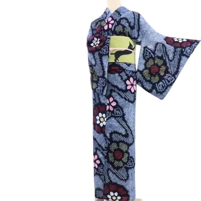 Y1126◆美品 綿 有松鳴海絞り 洗える夏着物 居敷当て付 手縫い 高級浴衣