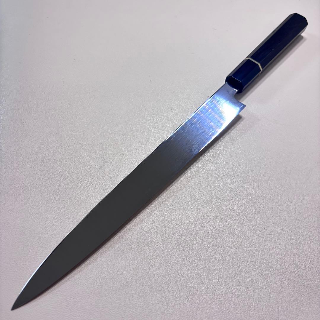 【鞘付き】 270mm柳刃包丁 鏡面　黒檀水牛八角柄 全鋼 和包丁︒'