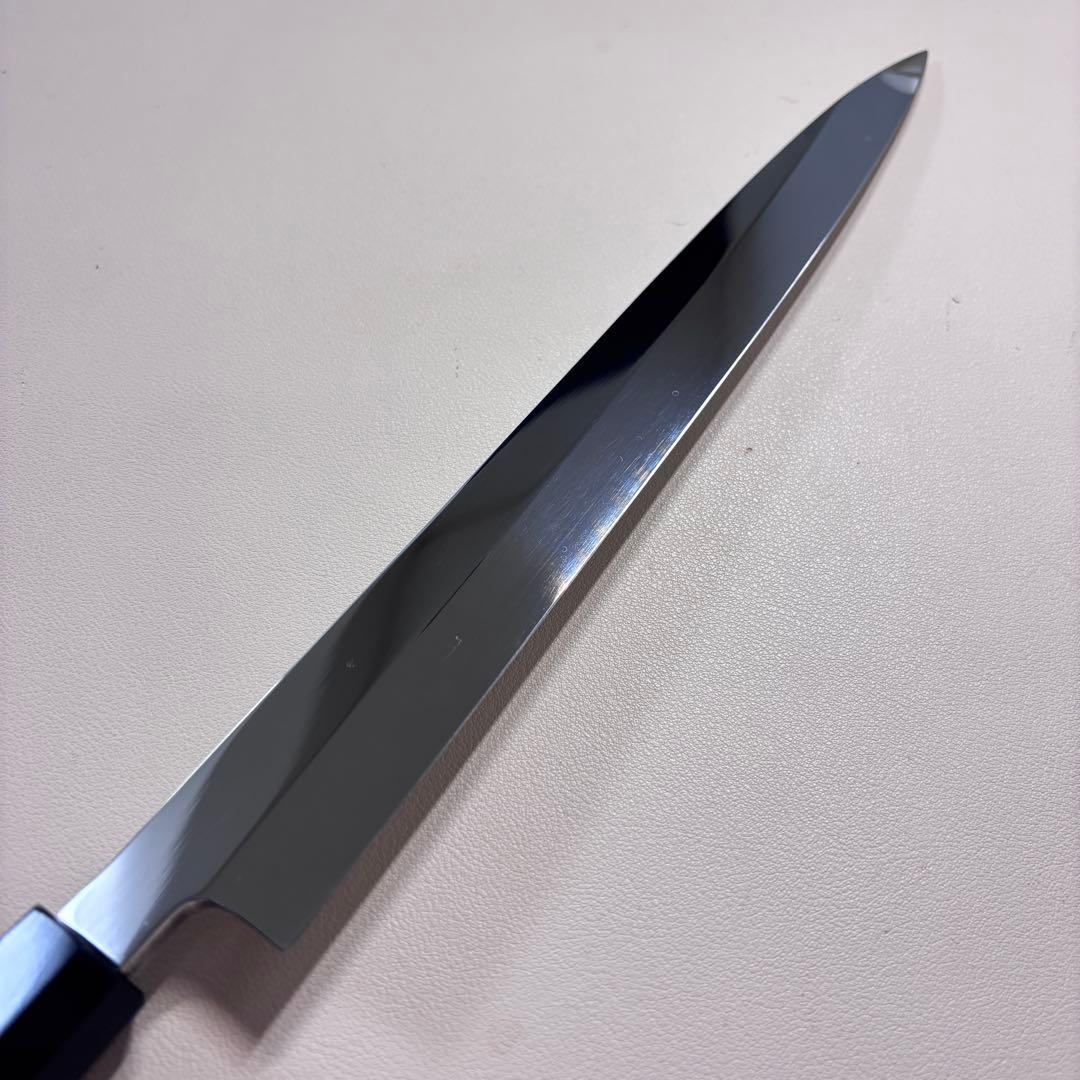 【鞘付き】 270mm柳刃包丁 鏡面　黒檀水牛八角柄 全鋼 和包丁︒'