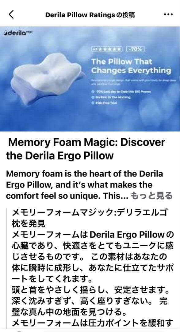 Facebookで見つけた枕　Derila 枕　アンナ Derila Ergo