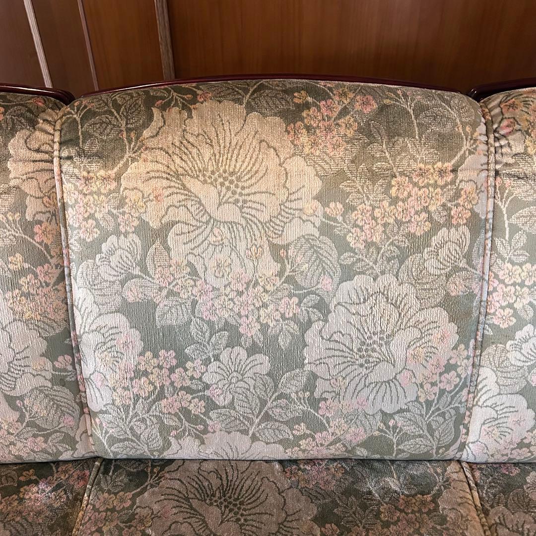 【送料無料】カリモク karimoku 3人掛 ソファ 花柄 金華山 コロニアル