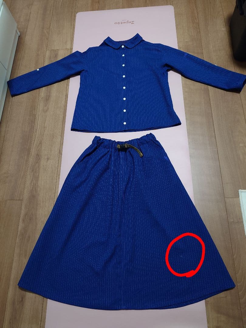 Marmot×四角友里コラボ ウィメンズシャツ＆ロングスカートトゥルーブルー