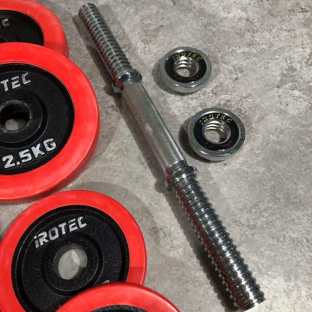 人気 IROTEC アイロテック ダンベル 片側 30kg ラバー ② 筋トレ