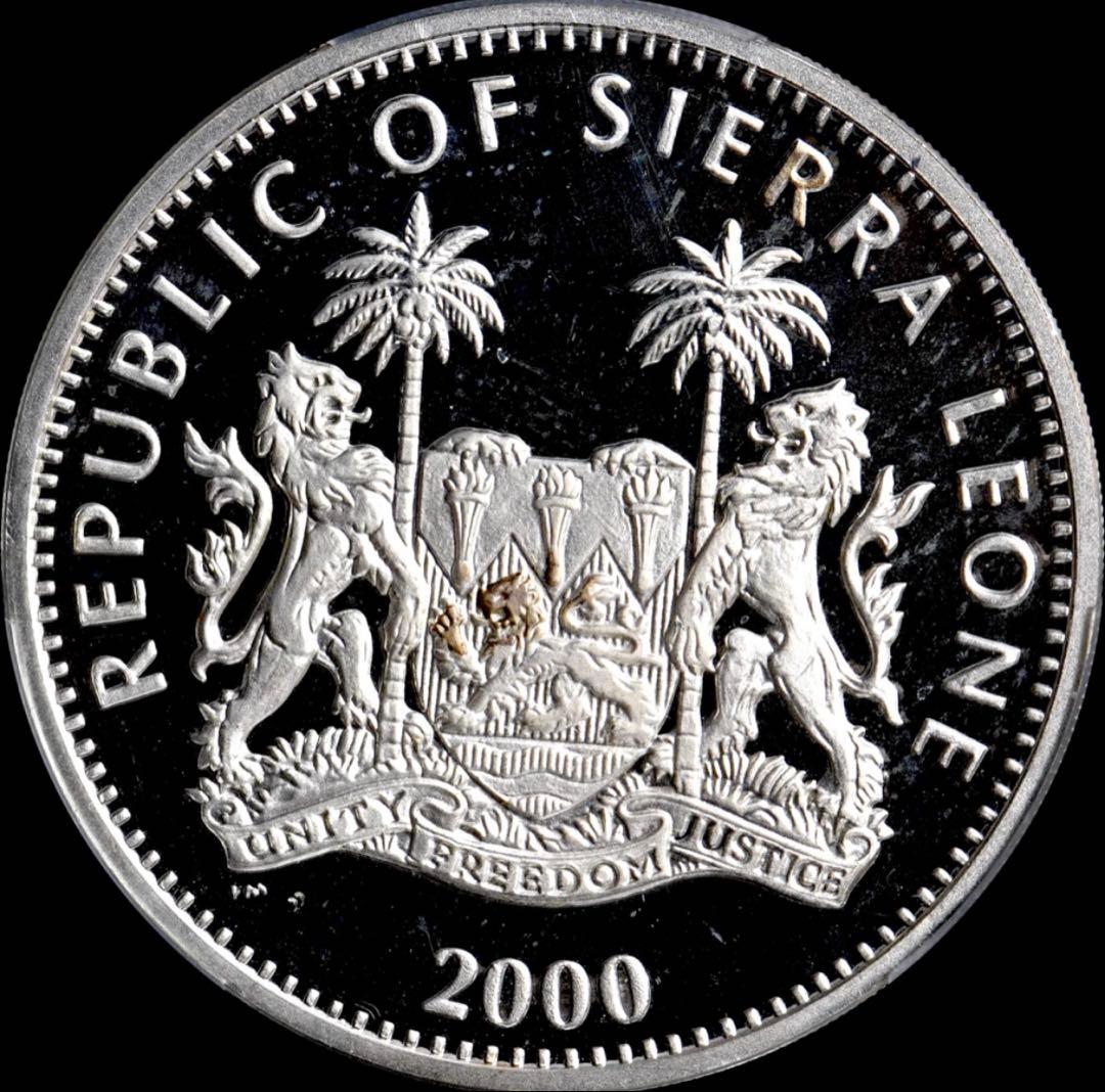 PCGS PR68DCAM 最高鑑定 シエラレオネ 2000 $10銀貨 龍年