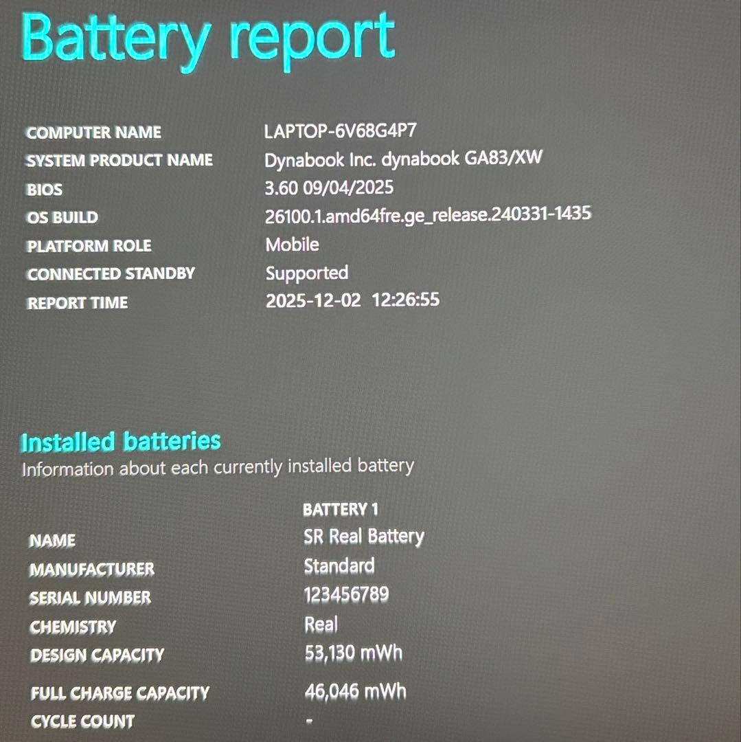 準美品 dynabook GA83/XW Ryzen5-7530U 16 512