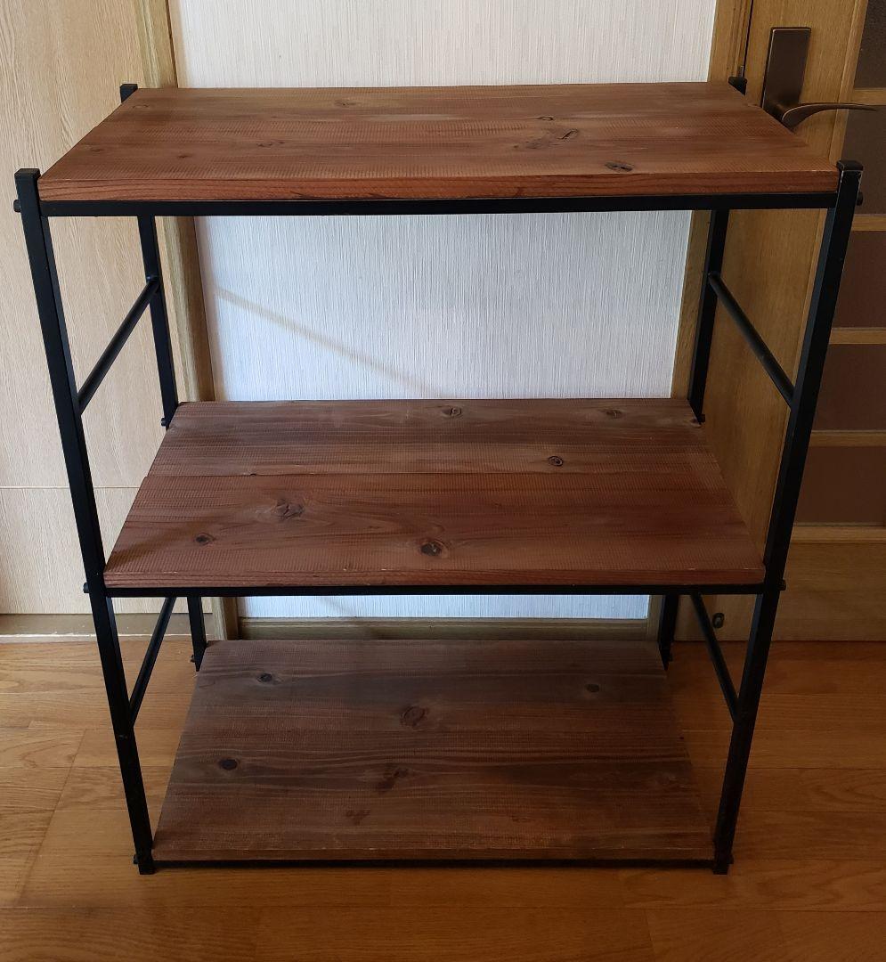 専用ページ※オーダー品 木製アイアンラック※大　三段　ウォールナット　棚