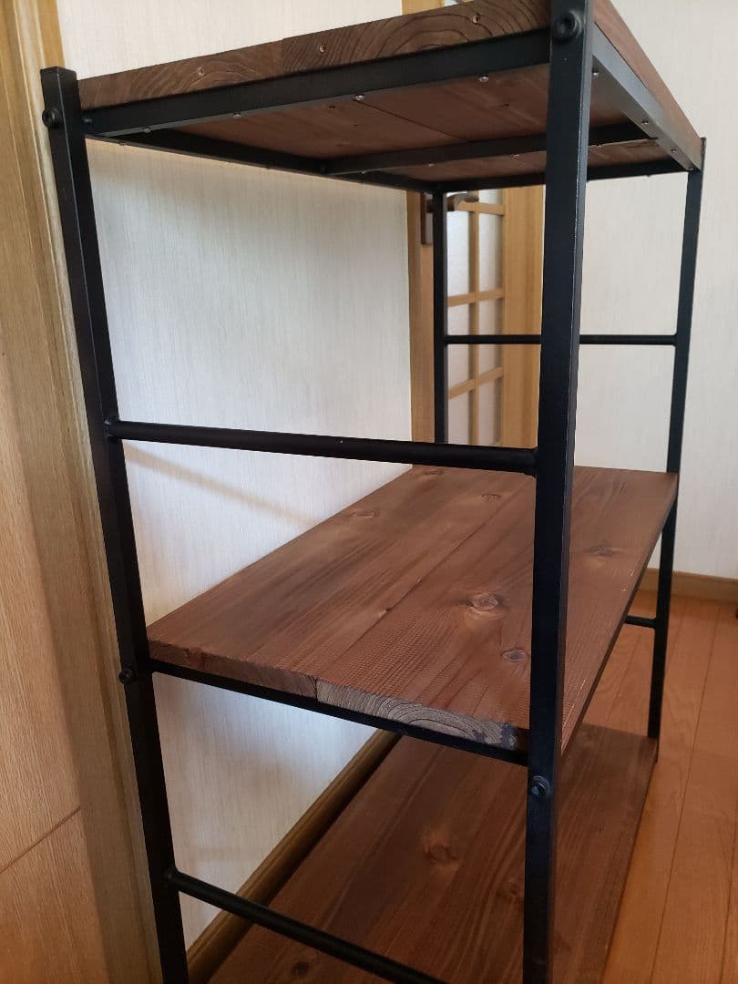 専用ページ※オーダー品 木製アイアンラック※大　三段　ウォールナット　棚