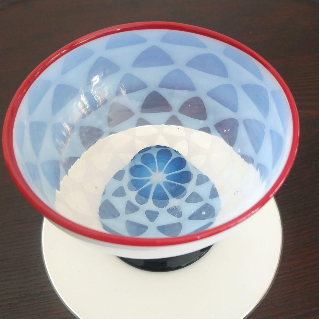 氷コップ 市松模様 縁赤 大正・昭和初期 レトロ骨董品