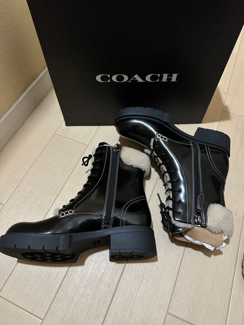 最終価格！新品未使用❣️COACH ブラックファー レースアップブーツ6