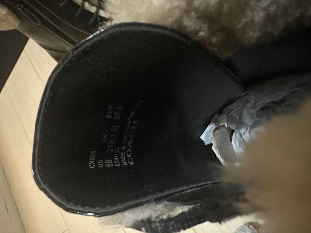 最終価格！新品未使用❣️COACH ブラックファー レースアップブーツ6