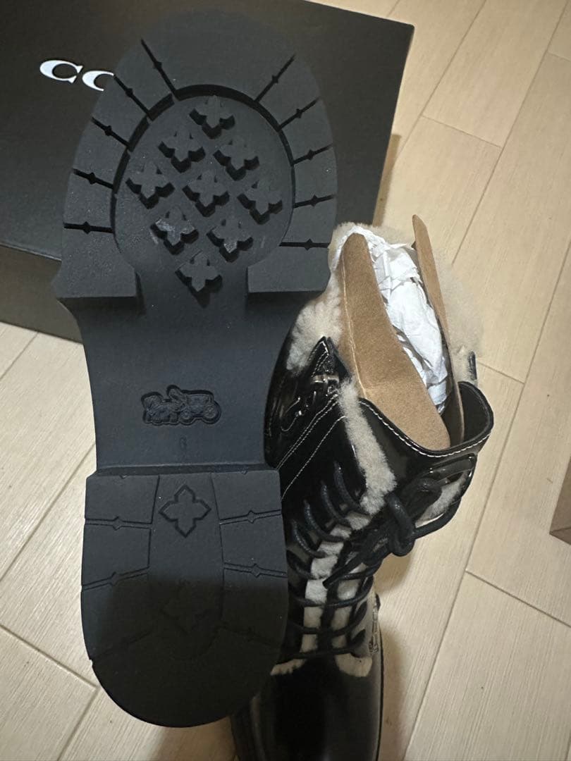 最終価格！新品未使用❣️COACH ブラックファー レースアップブーツ6