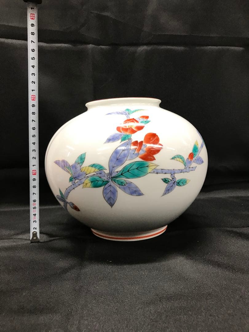 【美品】香蘭社　染錦模様　花瓶　フラワーベース