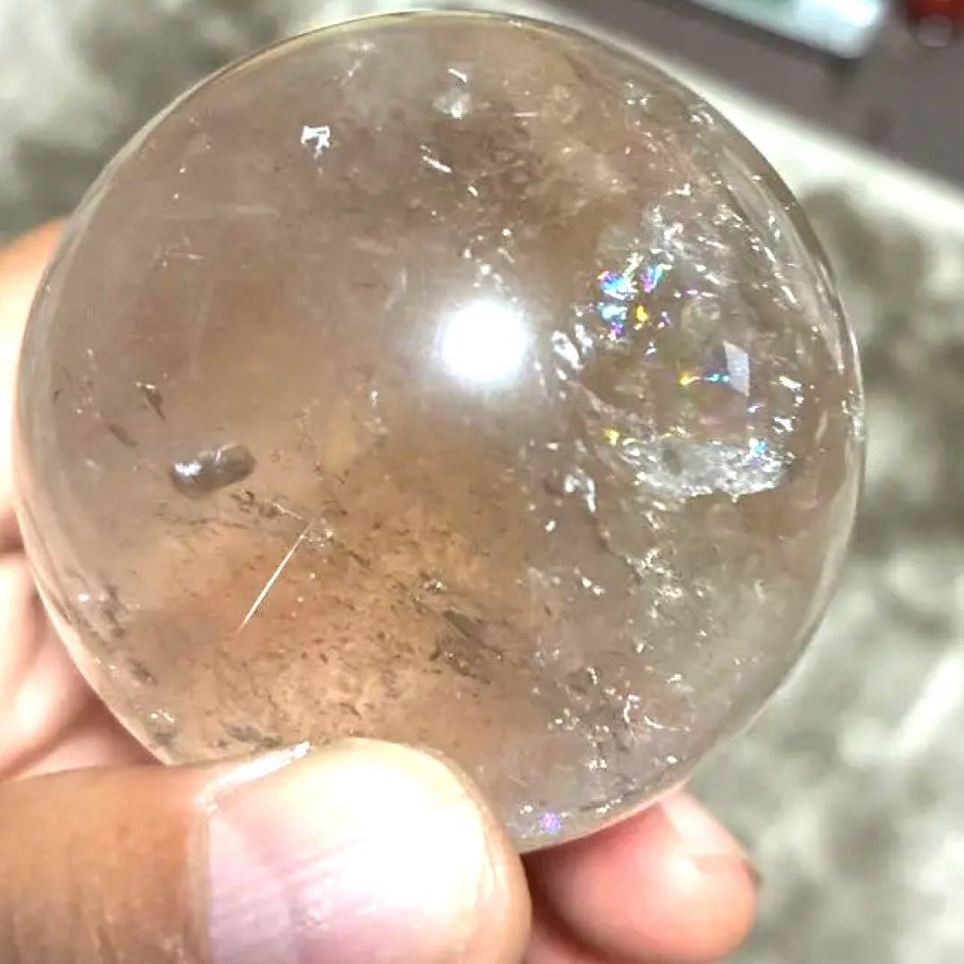 超希少✨虹入り大玉レムリアンシードスモーキー285g　スフィア　丸玉