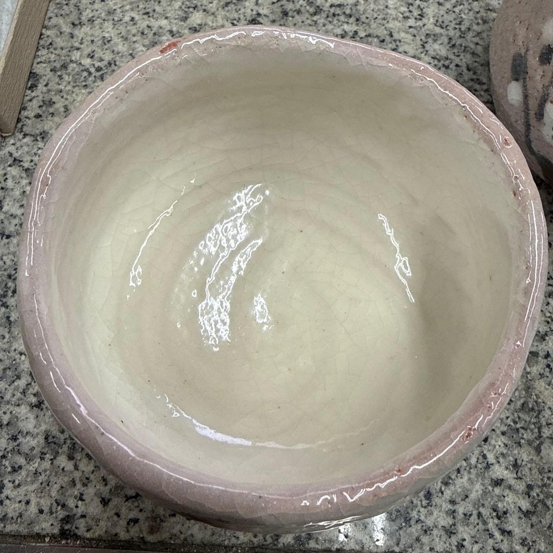 陶器製茶碗 抹茶茶碗 鶴 工芸品 美術品 2つセット 茶道具 小物 格安