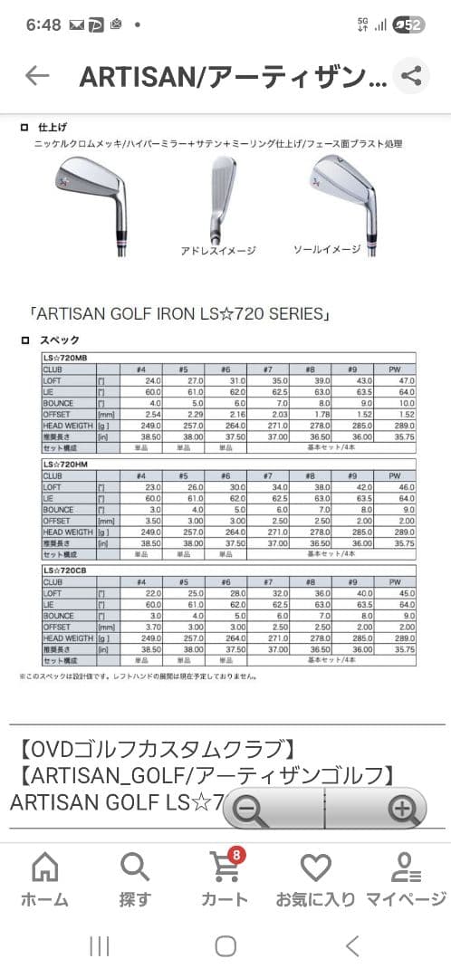 あき☆　アーティザン　ARTISAN　アイアン　5-9 P　ゴルフ