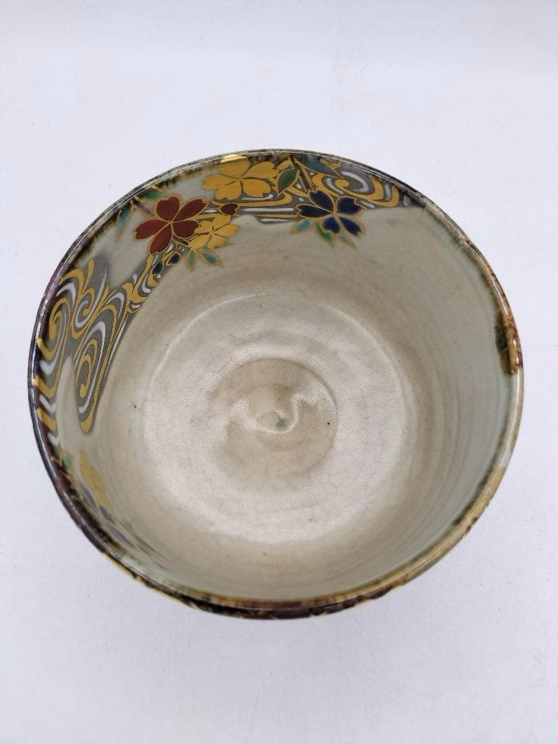 c917 茶碗 桜 流水 水無月窯 藤谷芳裁 木箱 茶道具 古物