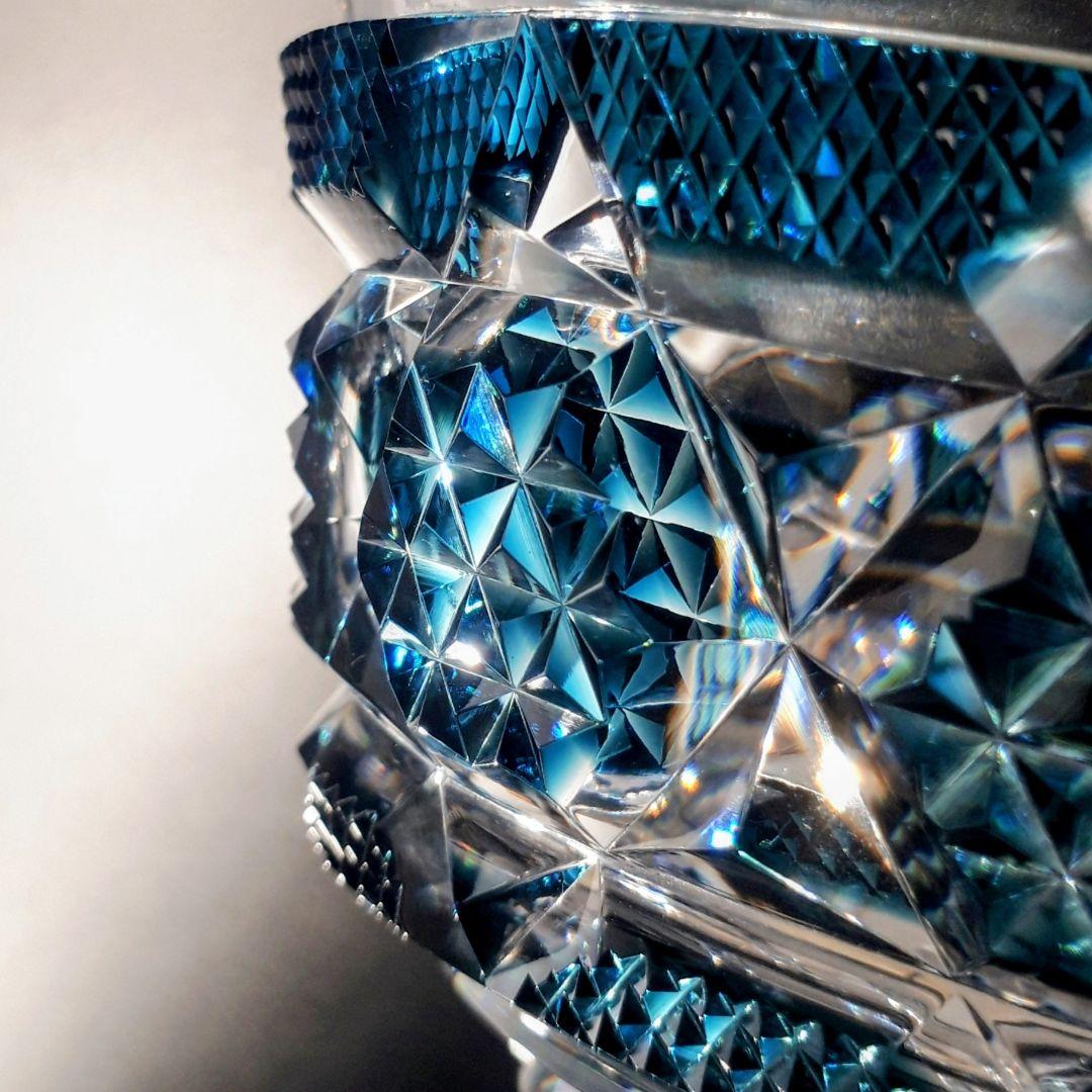 復刻 薩摩切子　藍色 切子 向付鉢　　　　【 希少作品 】