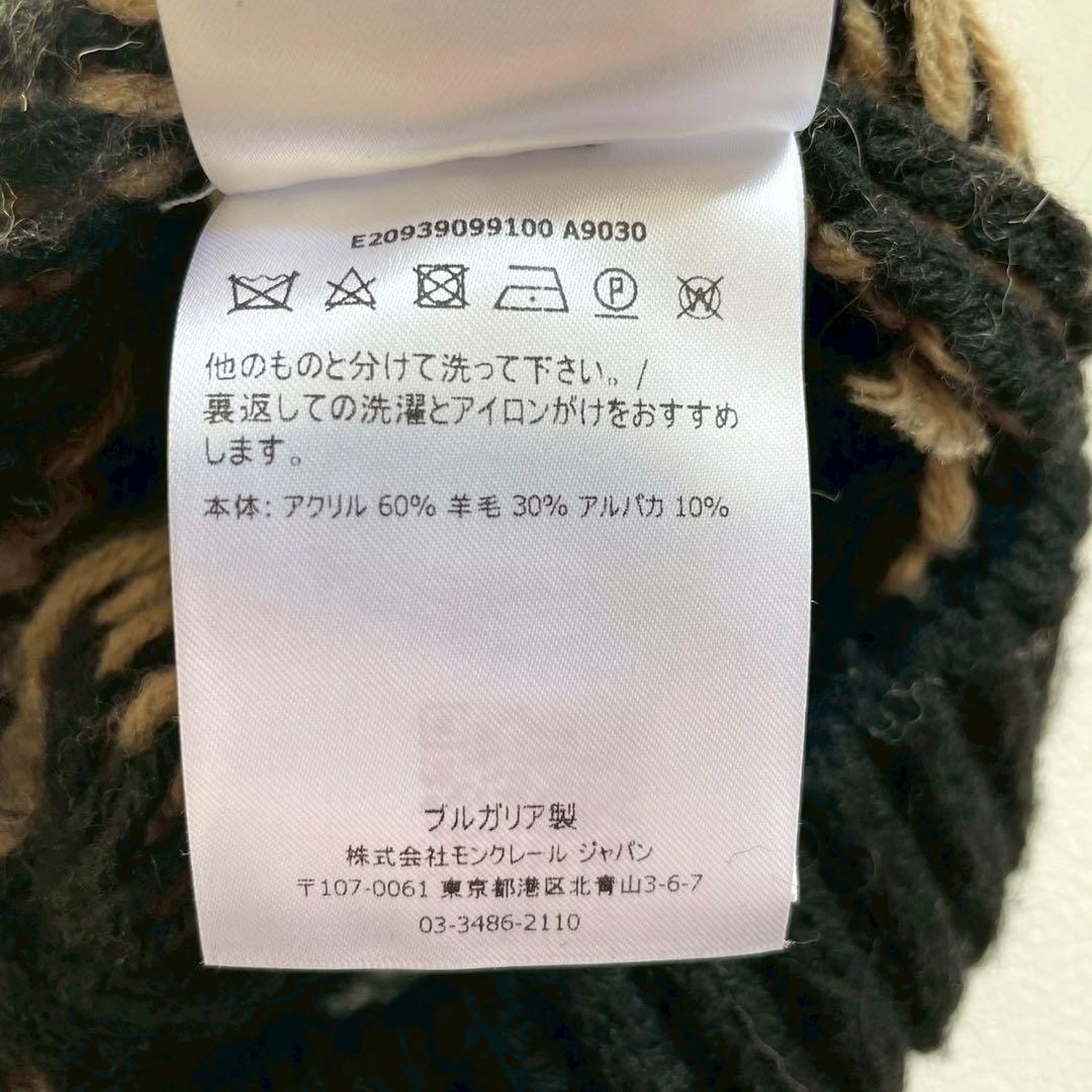 【モンクレール】ニット セーター 総柄 ロゴ M 黒 アルパカ混