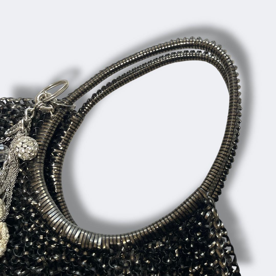 アンテプリマ ワイヤーバッグ ハンドバッグ フラワーチャーム ラインストーン