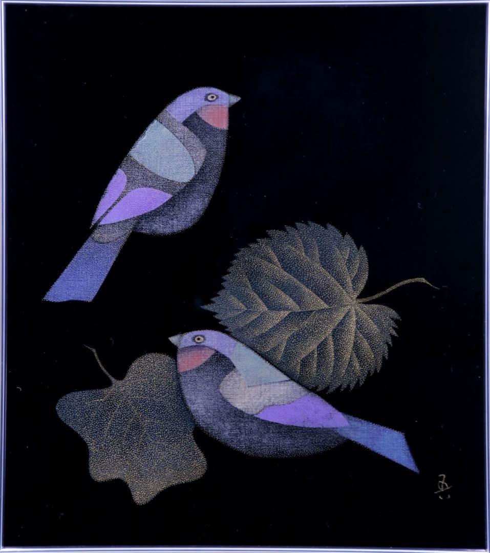 輪島塗　三谷吾一　パネル　鳥