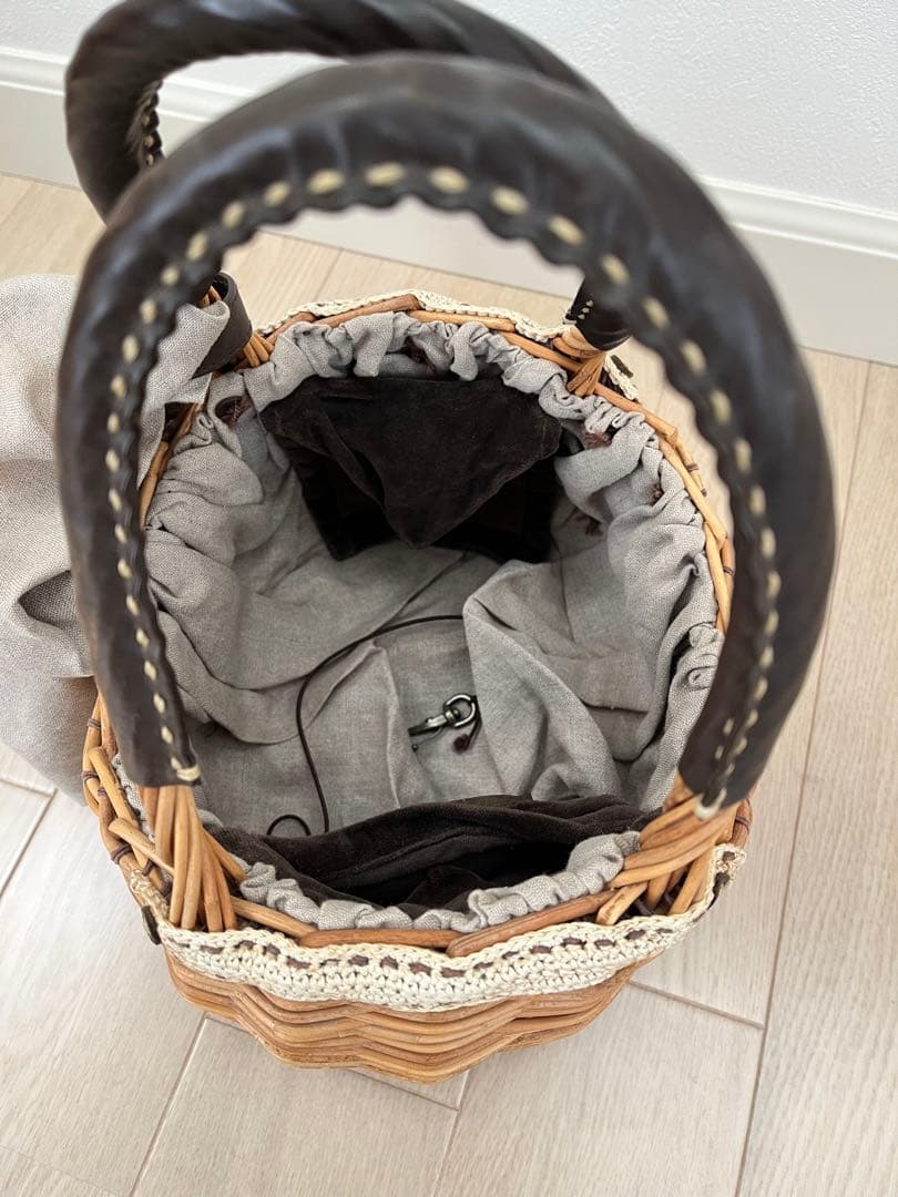 エバゴス ラビットファー付 かごバッグ