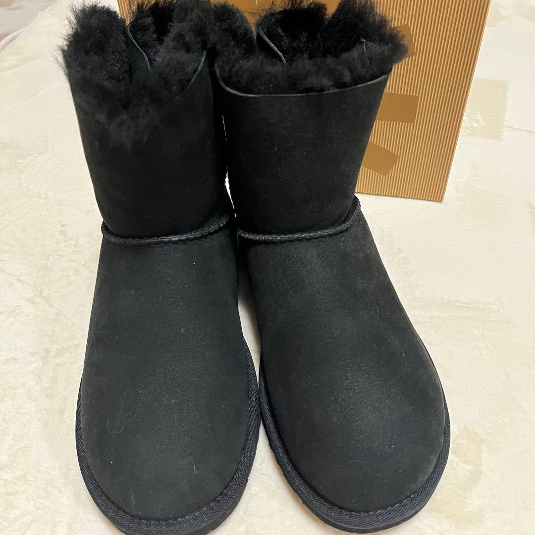 アグUGG W MINI BAILEY BOW CORD ブラック 07 24