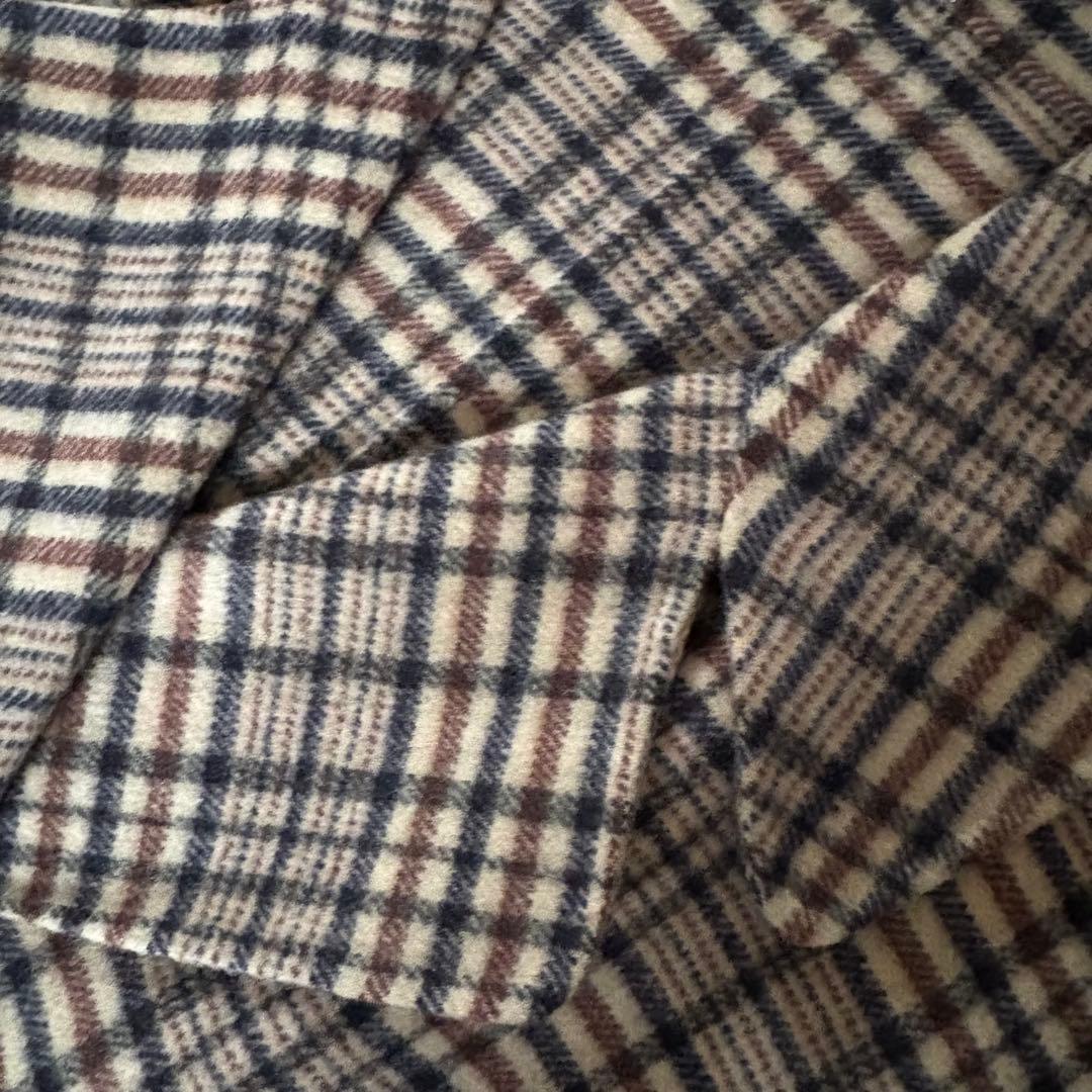 美品☆Mila owenフラップポケットハーフ丈コクーン接結コート チェック柄