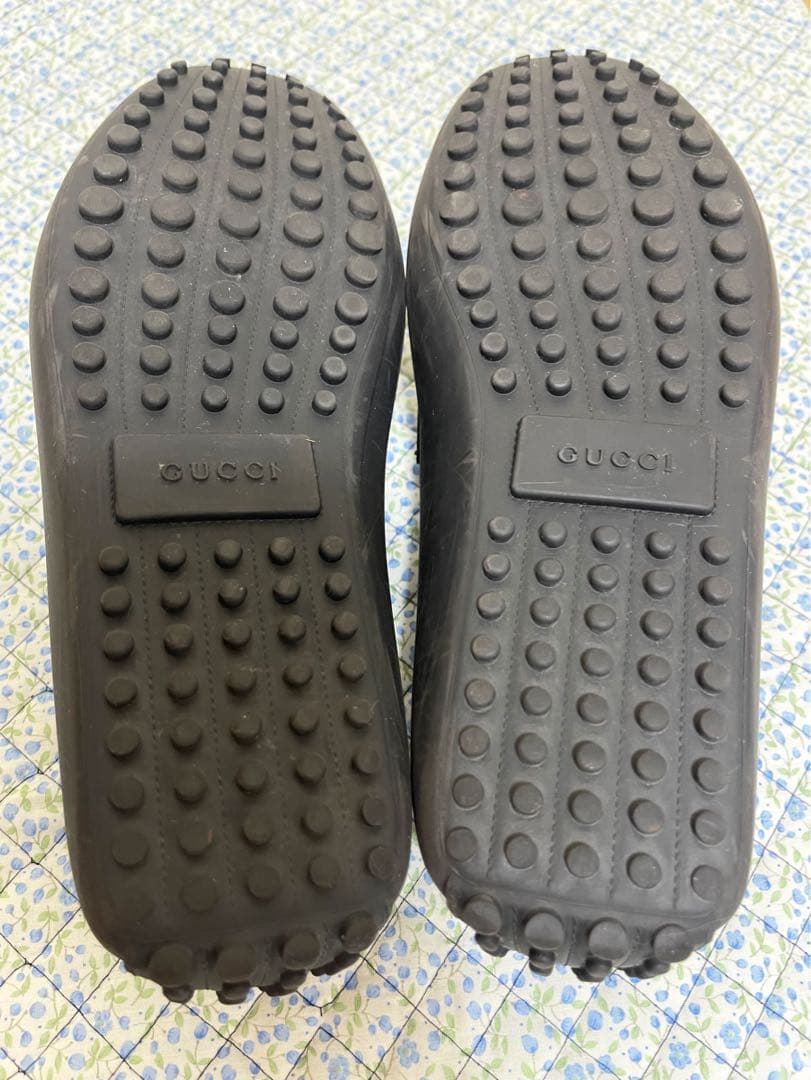 グッチ GUCCI ホースビット ラバードライビングシューズ 黒 5 約24cm