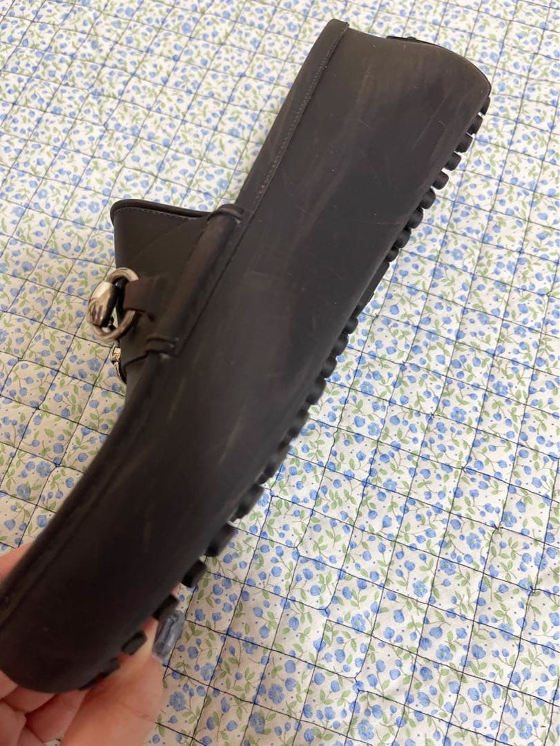 グッチ GUCCI ホースビット ラバードライビングシューズ 黒 5 約24cm