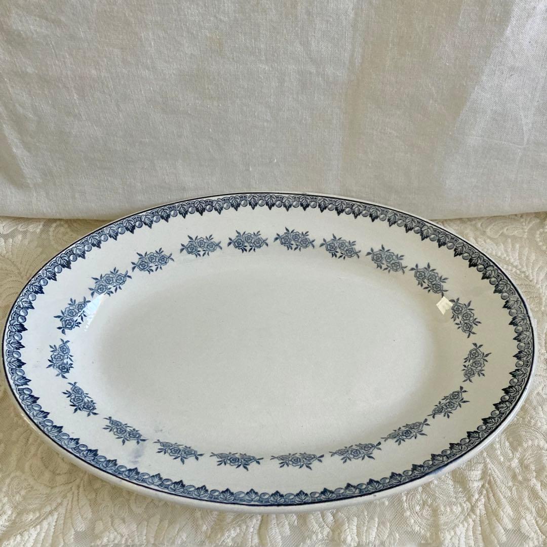 フランス　アンティーク　サンタマン　皿　プレート　オーバル