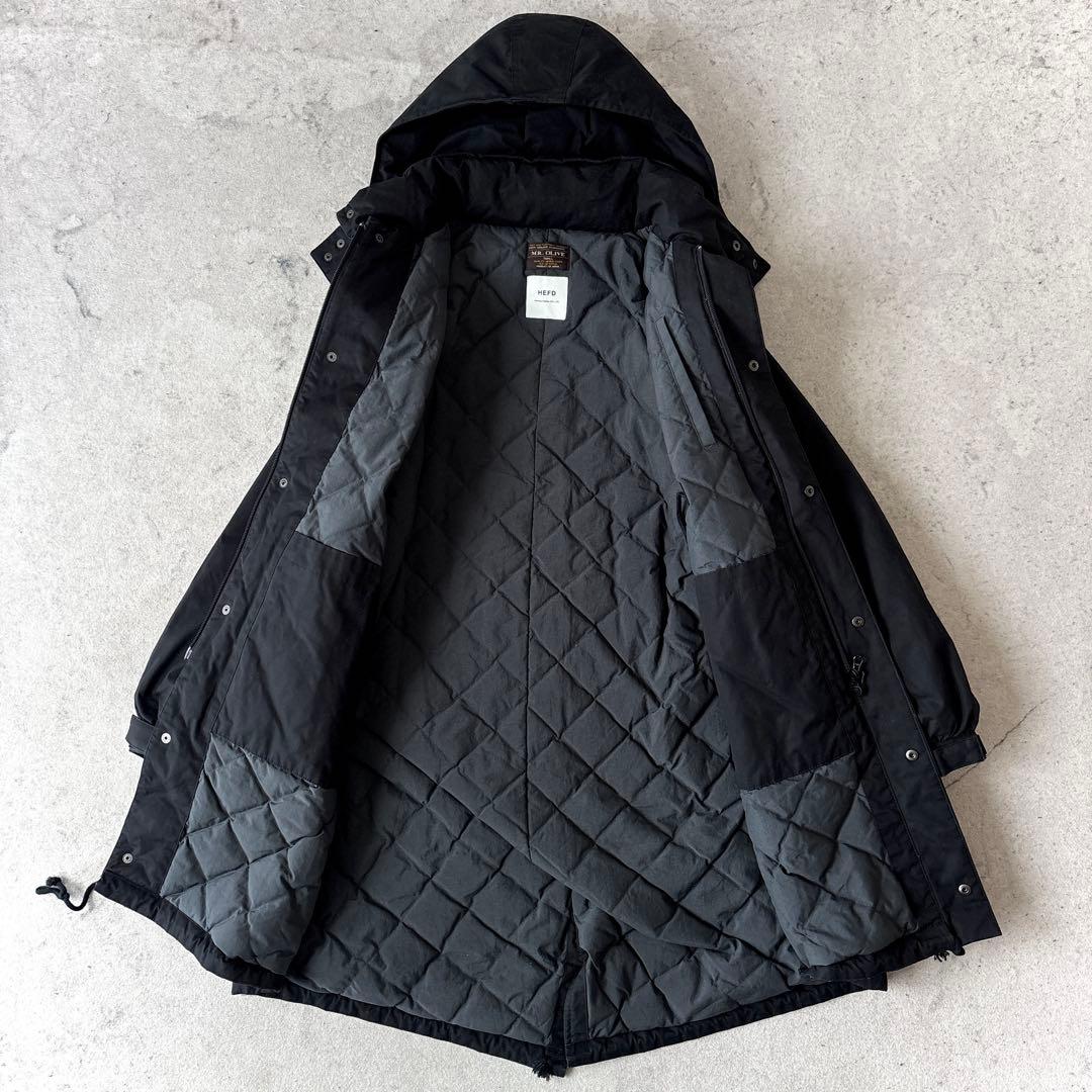 美品 ミスターオリーブ 日本製 河田ダウン ダウンモッズコート 黒MrOlive