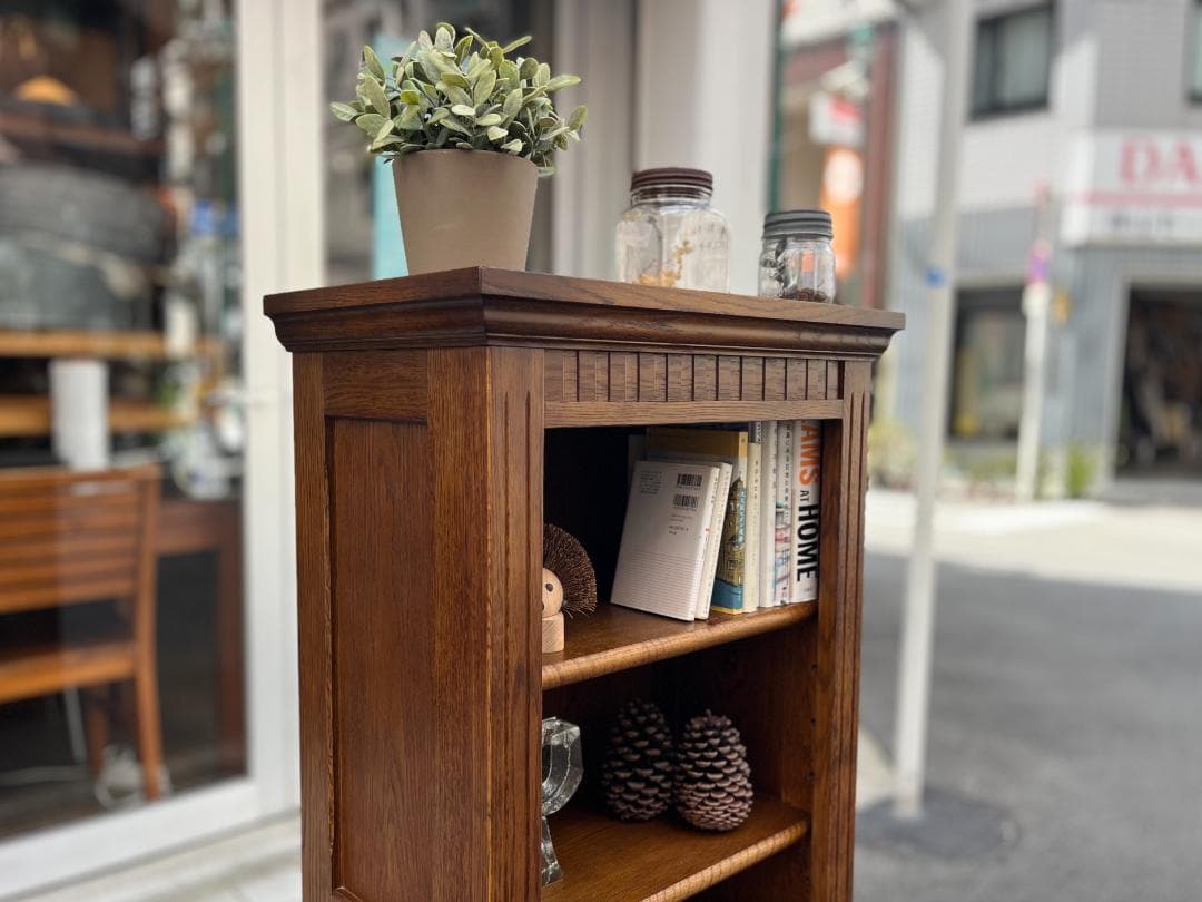 美品☆北海道／EZO・蝦夷民芸家具／チェスト・キャビネット・本棚／オーク材無垢