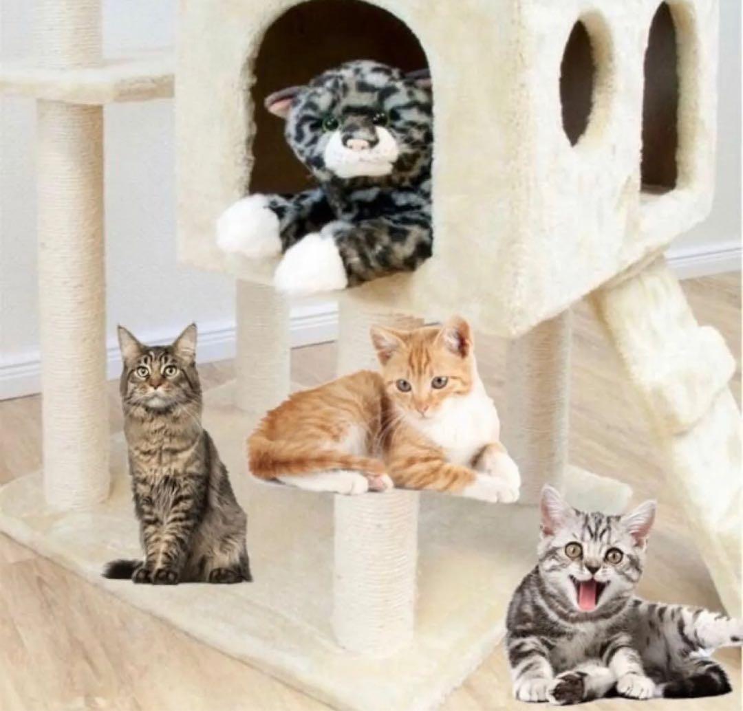 キャットタワー 猫ワイド170cm ファニチャー 置き型 希少 パッションピンク