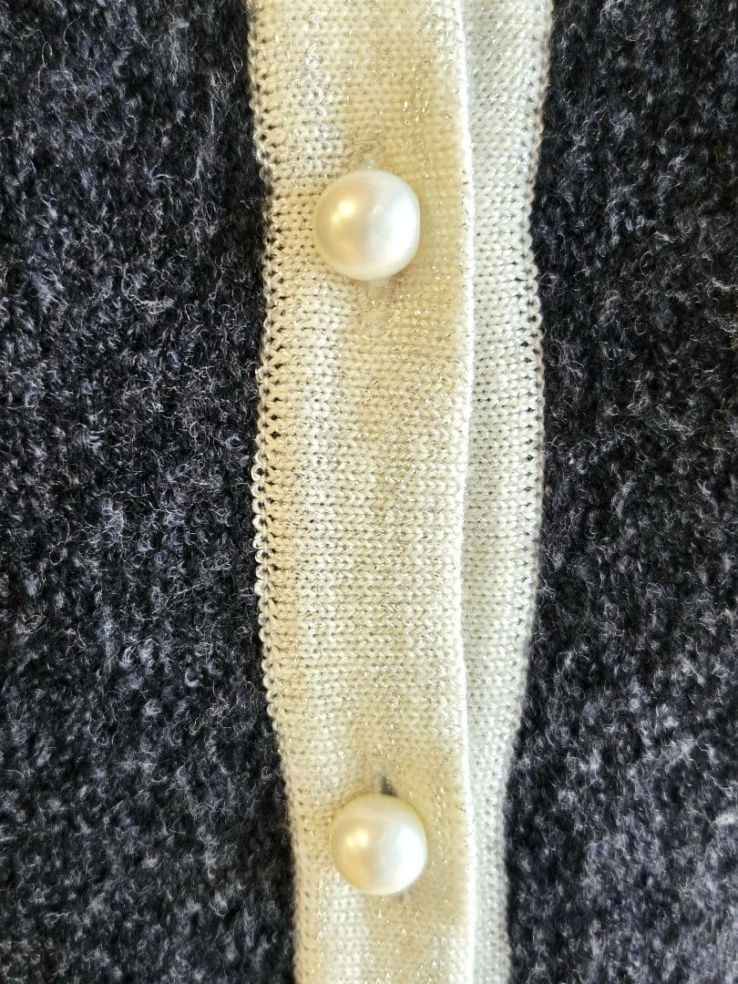 ルネ　リボン　パール　カーディガン　34 グレー