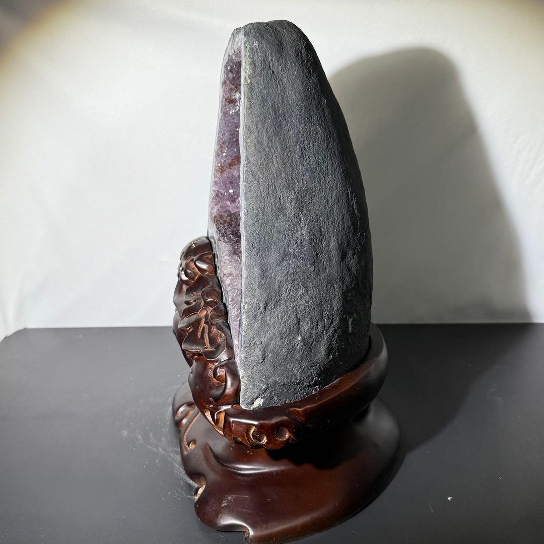 ブラジル産❣️天然石水晶共生アメジストのドーム　置物　台座付きNO.011811