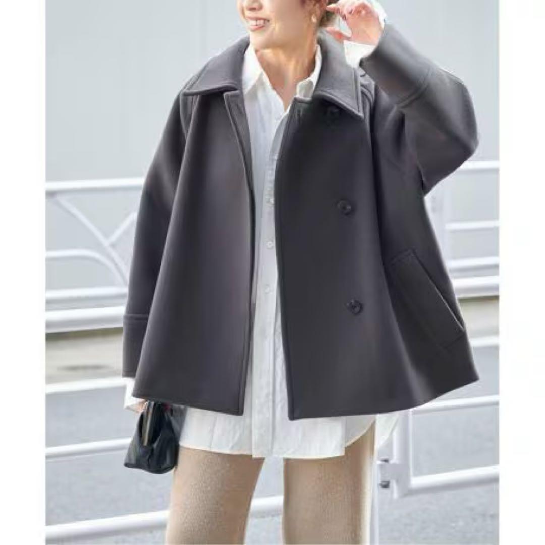 Spick and Span W/Nyモッサステンカラーショートコート グレー