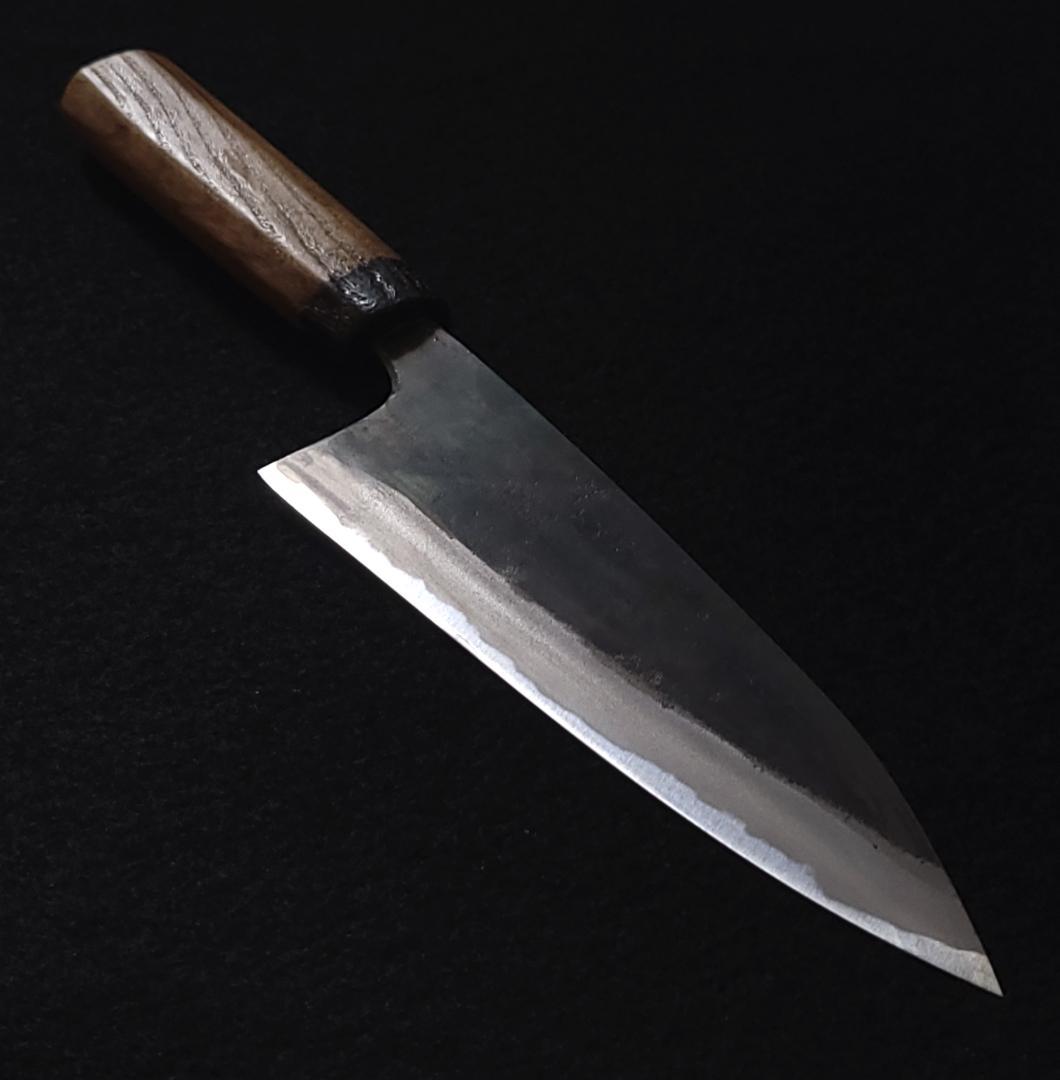 白紙1号 黒打 万能包丁 165㎜ G9365 栗柄 月光作 手作り