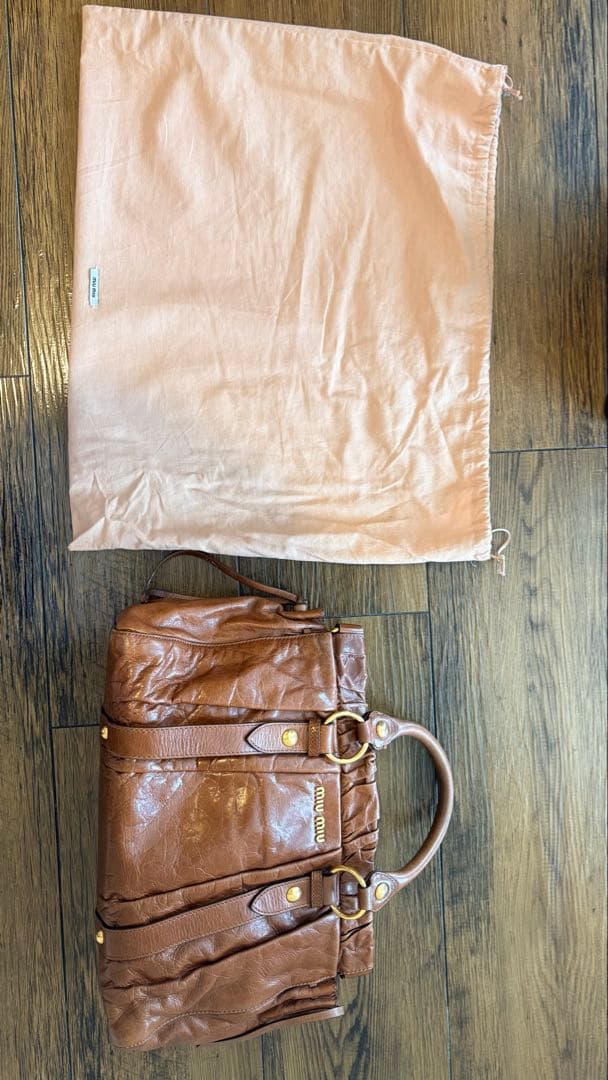 美品✨ miu miu ヴィッテロルクス ハンドバッグ リボン ブラウン