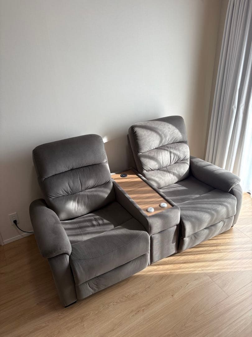 ニトリ Nビリーバ 電動リクライニングソファ 2人掛け 布張り グレー ふかふか