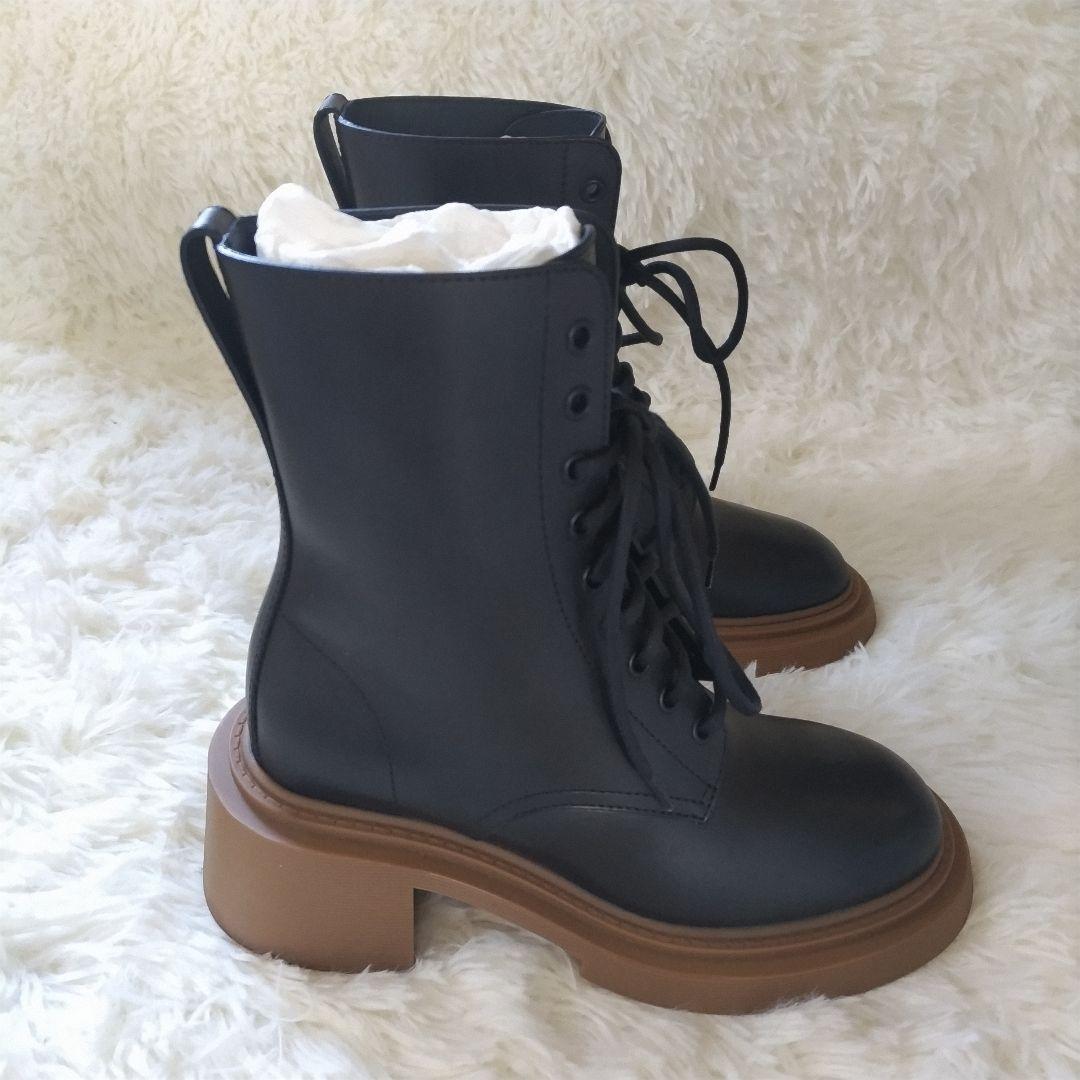 [新品未使用]　ロエベ LOEWE レザー ブラック　キャメル　ブーツ　靴