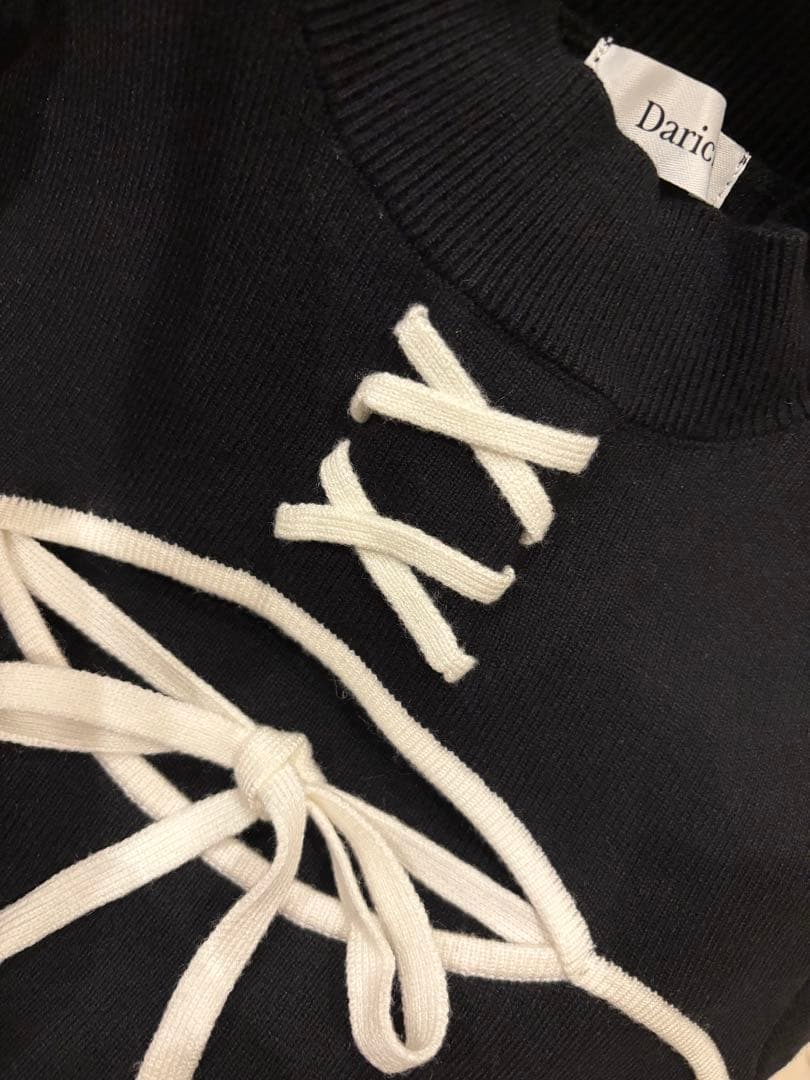 ダーリッチ　フロントオープンリボンニットミニワンピース