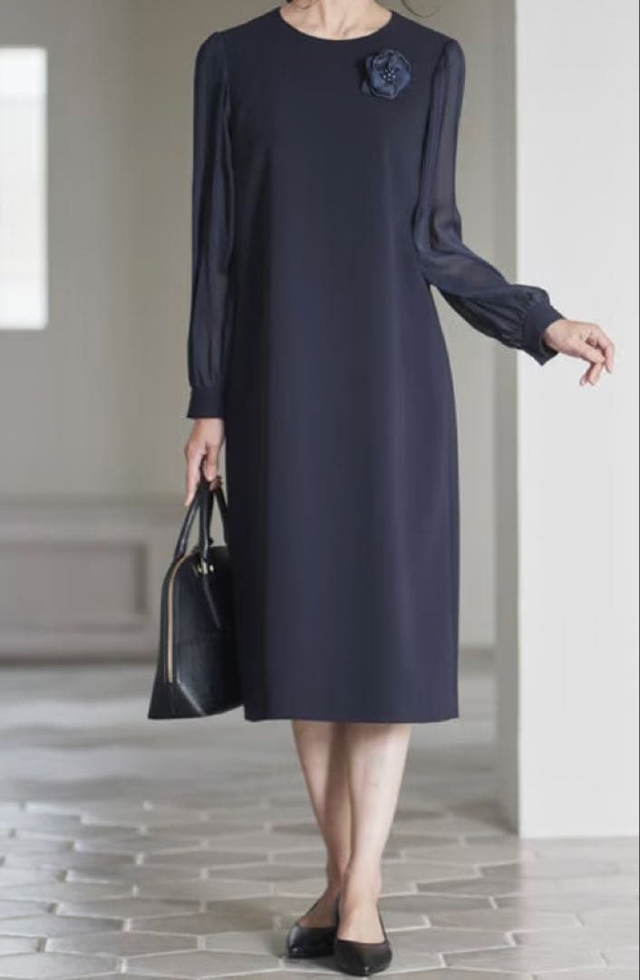 新品　23区　トリアセテートシフォンスリーブ ワンピース 38